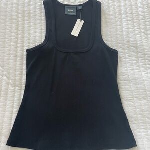 Maeve Anthropologie square neck black fitted tank